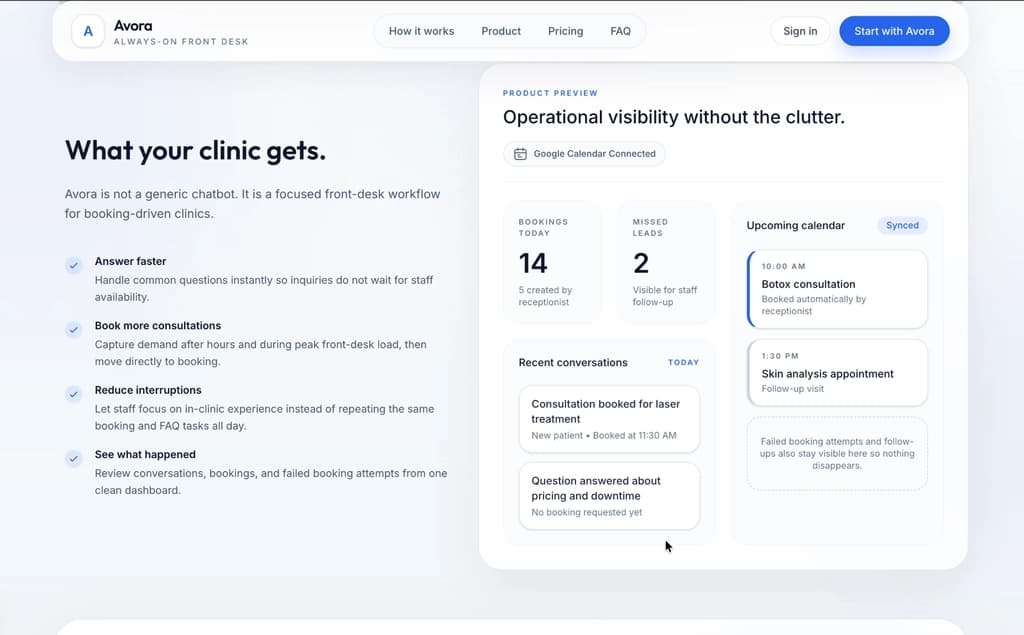 Avora - AI Receptionist for Medspas and Clinics screenshot 3